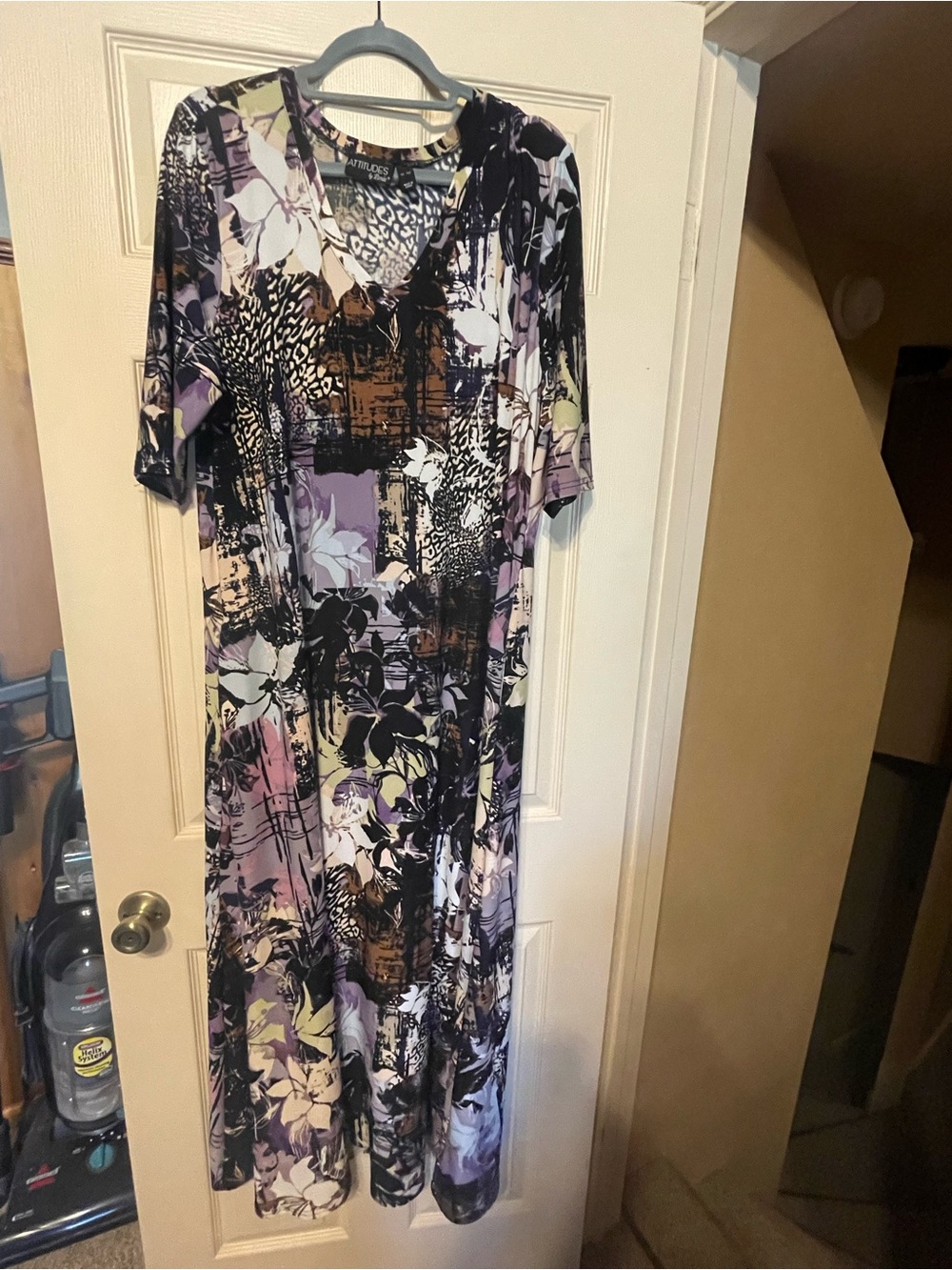 Abstract Floral V-Neck Maxi Dress XL Tall